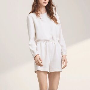 Wilfred Aritzia Woman Cream Long Sleeve Romper MEDIUM Classic Preppy Minimalist